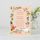 Eén domme gans perzikboer tuin thema verjaardag kaart (Staand voorkant)
