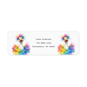 Eén Domme Gans Regenboog Baby Shower Uitnodiging Etiket