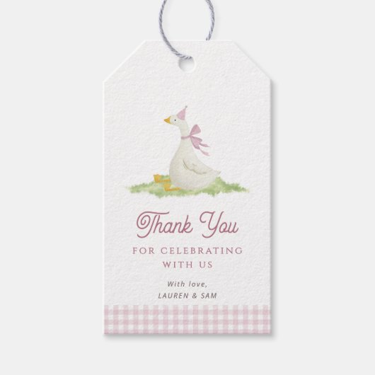 Eén domme gans roze bedank cadeaubijlage cadeaulabel (Voorkant)