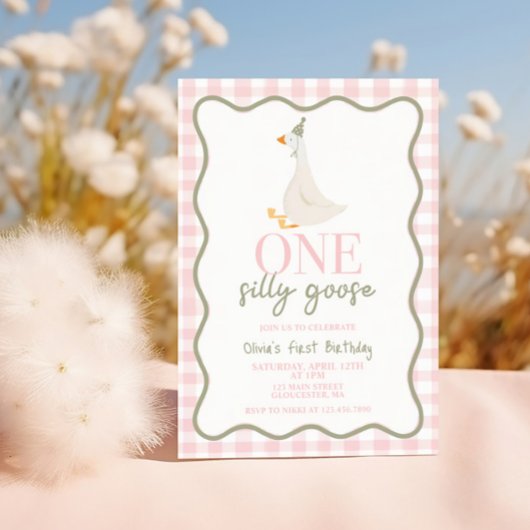 Een domme gans roze en groen kaart