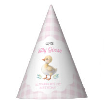 Eén domme gans roze geruite meisje eerste verjaard