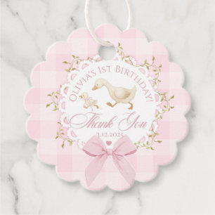 Eén domme gans roze geruite whimische dank je bedankjes labels