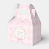 Eén domme gans roze gingham 1e verjaardag bedankdoosjes (Achterkant)