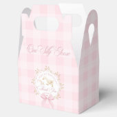 Eén domme gans roze gingham 1e verjaardag bedankdoosjes (Geopend)