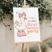 Eén domme gans Roze meisje 1e verjaardag welkom Poster