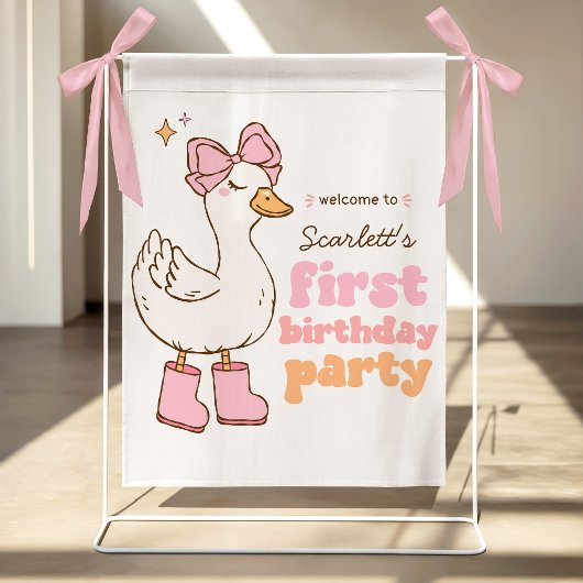 Eén domme gans Roze meisje 1e verjaardag welkom Poster