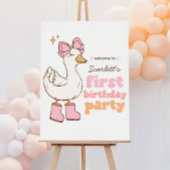 Eén domme gans Roze meisje 1e verjaardag welkom Poster