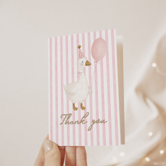 Eén domme gans Roze meisjes verjaardag Bedankkaart
