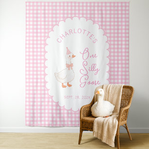 Eén domme gans Roze rustieke meisjes verjaardag ac Wandkleed
