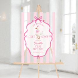 Eén domme gans roze strik eerste verjaardag welkom acryl bord