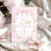 Een domme gans roze strik meisje 1e verjaardag kaart