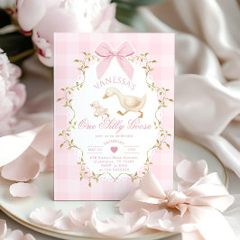 Een domme gans roze strik meisje 1e verjaardag kaart