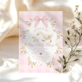 Een domme gans roze strik meisje 1e verjaardag kaart