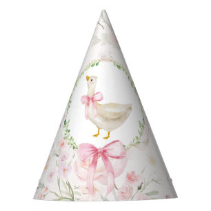 Eén domme gans roze strik meisje verjaardag feesthoedjes
