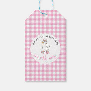 Eén domme gans roze verjaardag cadeaukaartje cadeaulabel