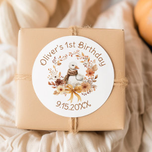 Een domme gans rustieke herfst jongens verjaardag ronde sticker