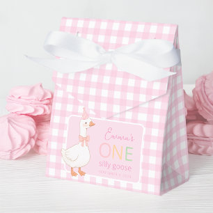 Eén Domme Gans Schattig Roze Meisje 1e Verjaardags Bedankdoosjes