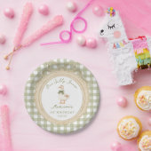 Eén domme gans strik gingham 1e verjaardag papieren bordje (Feest)