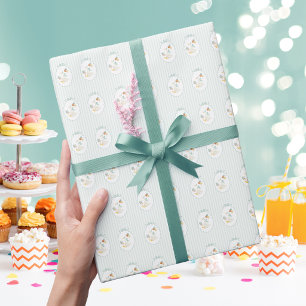 Eén Domme Gans Teal Blauwe Jongens 1e Verjaardag Cadeaupapier