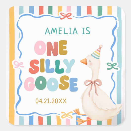 Eén domme gans verjaardag vierkante sticker (Voorkant)
