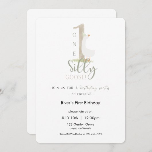 Eén domme gans verjaardagsuitnodiging kaart (Voorkant / Achterkant)