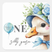 Eén domme ganzenjongen verjaardag vierkante sticker (Voorkant)