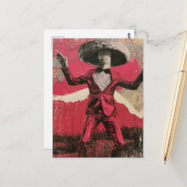 Een domme retro dansende paddestoel briefkaart
