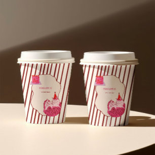 Eén domme roze kat 1e verjaardag papieren bekers