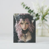 Een donkere engel vrouw met pastelhaar briefkaart (Staand voorkant)