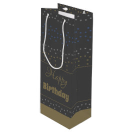 Een donkergrijze wijn geschenkzak met sterren voor cadeautas