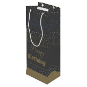 Een donkergrijze wijn geschenkzak met sterren voor wijn cadeautas (Achterkant Gekanteld)