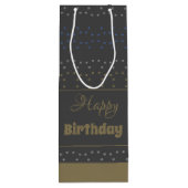 Een donkergrijze wijn geschenkzak met sterren voor wijn cadeautas (Achterkant)