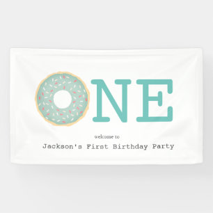 EÉN Donut Mint Green Boy's eerste verjaardag Spandoek