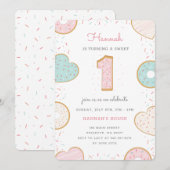 Een Donut One Birthday party nodigroze uit Kaart (Voorkant / Achterkant)