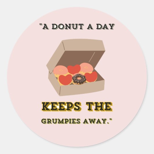 EEN DONUT PER DAG HOUDT DE GRUMPIES WEG RONDE STICKER (Voorkant)