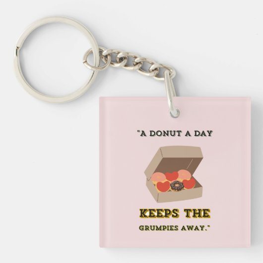 EEN DONUT PER DAG HOUDT DE GRUMPIES WEG SLEUTELHANGER (voorkant)