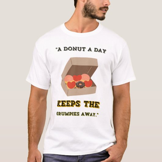 EEN DONUT PER DAG HOUDT DE GRUMPIES WEG T-SHIRT (Voorkant)