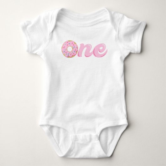 Een Donut Sprinkles Baby Girl eerste verjaardag Romper (Voorkant)