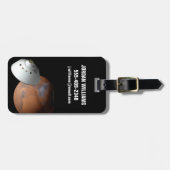 Een door een aeroshell omgeven ruimtevaartuig dat  bagagelabel (Voorkant horizontaal)