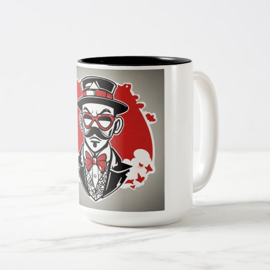 Een door Keith Haring geïnspireerd Mok-ontwerp Tweekleurige Koffiemok (Voorkant rechts)