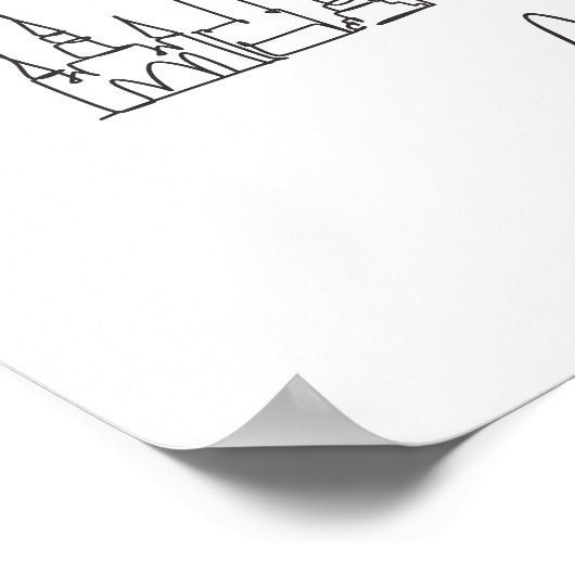 Eén doorlopende lijntekening van de skyline van Ne Poster (Hoek)