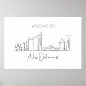 Eén doorlopende lijntekening van de skyline van Ne Poster (Voorkant)