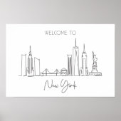 Eén doorlopende lijntekening van New York USA Poster (Voorkant)