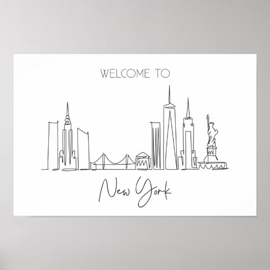 Eén doorlopende lijntekening van New York USA Poster (Voorkant)