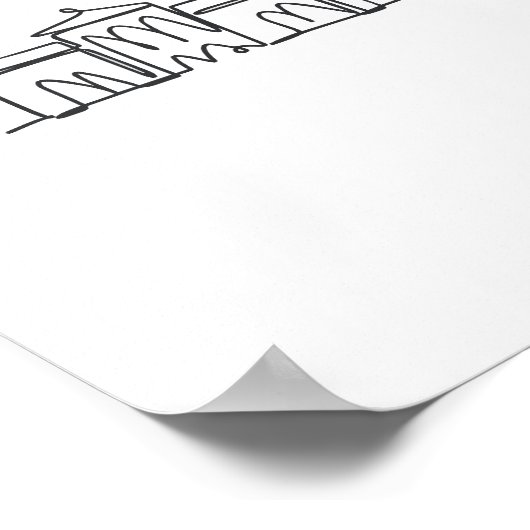 Eén doorlopende lijntekening van Raleigh Skyline Poster (Hoek)