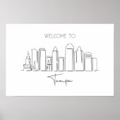 Eén doorlopende lijntekening van Tampa Skyline Poster (Voorkant)