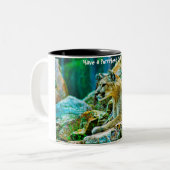 Een doorschijnend kerstfeest hebben tweekleurige koffiemok (Voorkant links)