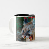 Een doorschijnend kerstfeest hebben tweekleurige koffiemok (Voorkant links)