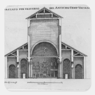 Een doorsnede van de oude Vaticaankerk Vierkante Sticker