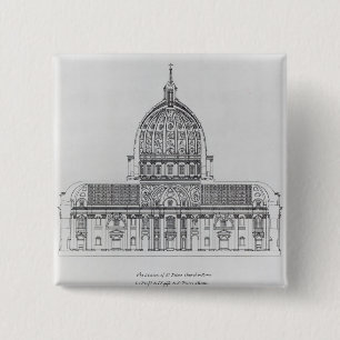 Een doorsnede van St. Peter's, Rome Vierkante Button 5,1 Cm